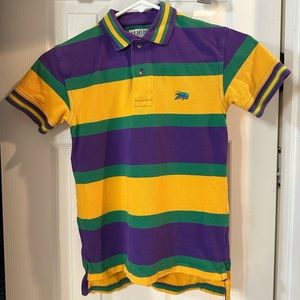 Youth Perlis Crawfish Signature Mardi Gras Stripe Polo